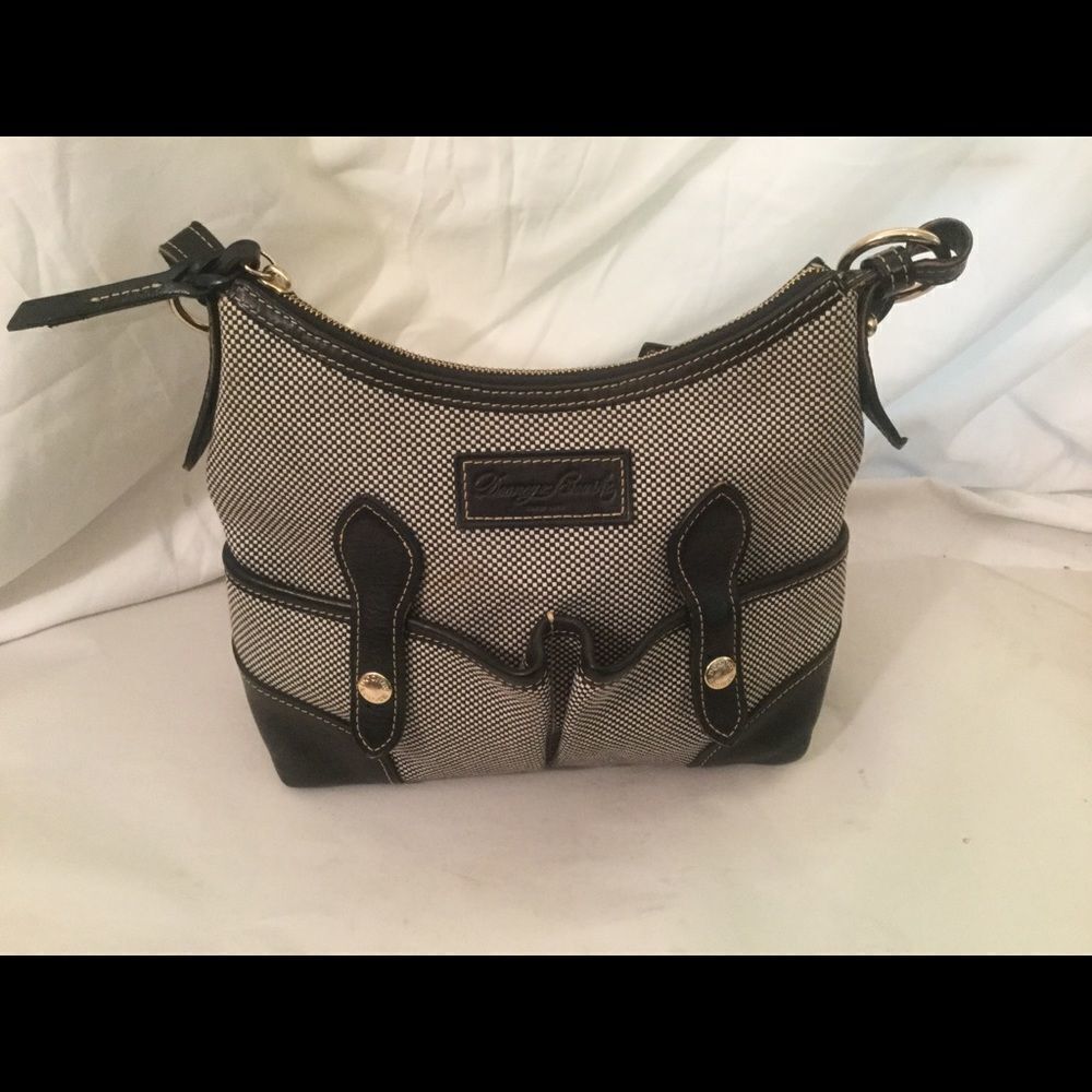 DOONEY & BOURKE Black white Canvas Leather Trim